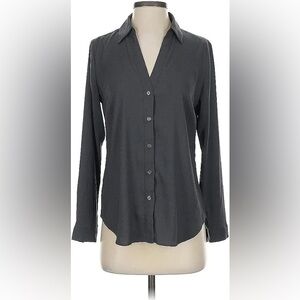 Ann Taylor Charcoal Gray Button-Down Blouse